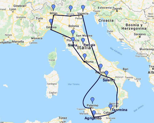 Italia de Norte a Sur Mapa