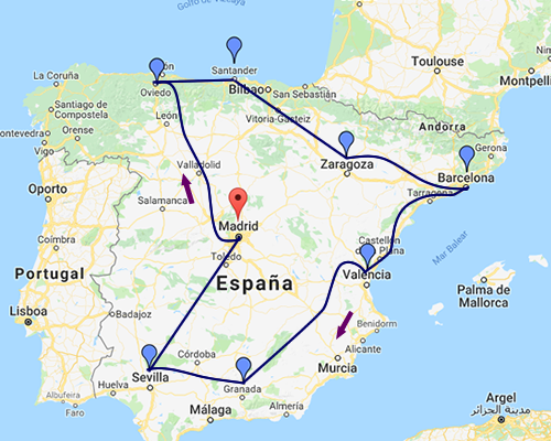 España de Norte a Sur MAPA