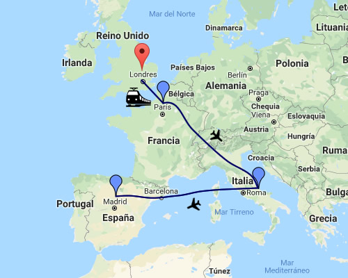 CAPITALES OCCIDENTALES MAPA CON TREN