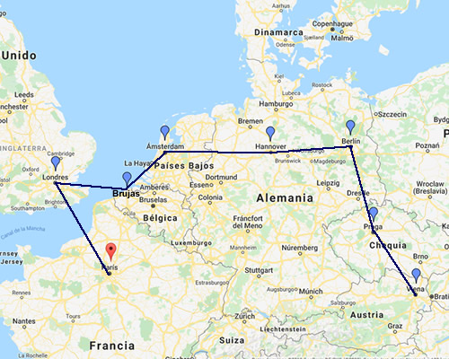 DE PARIS A VIENA MAPA