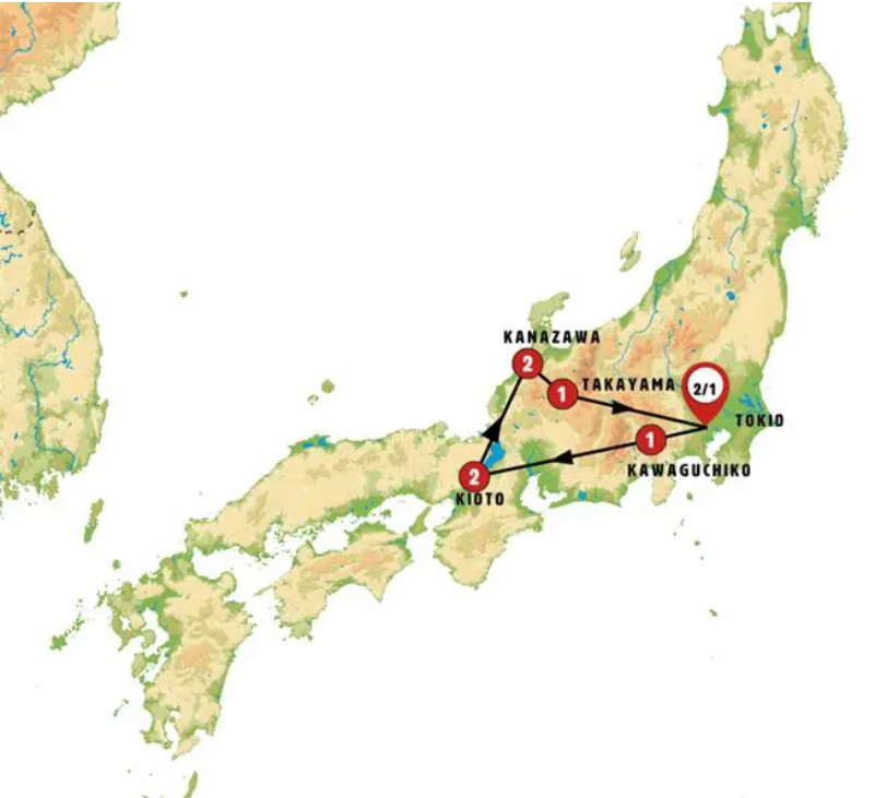 MAPA CIRCUITO BELLEZAS DE JAPON